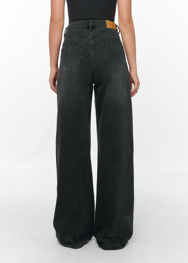 Wide leg classic jeans iron zwart