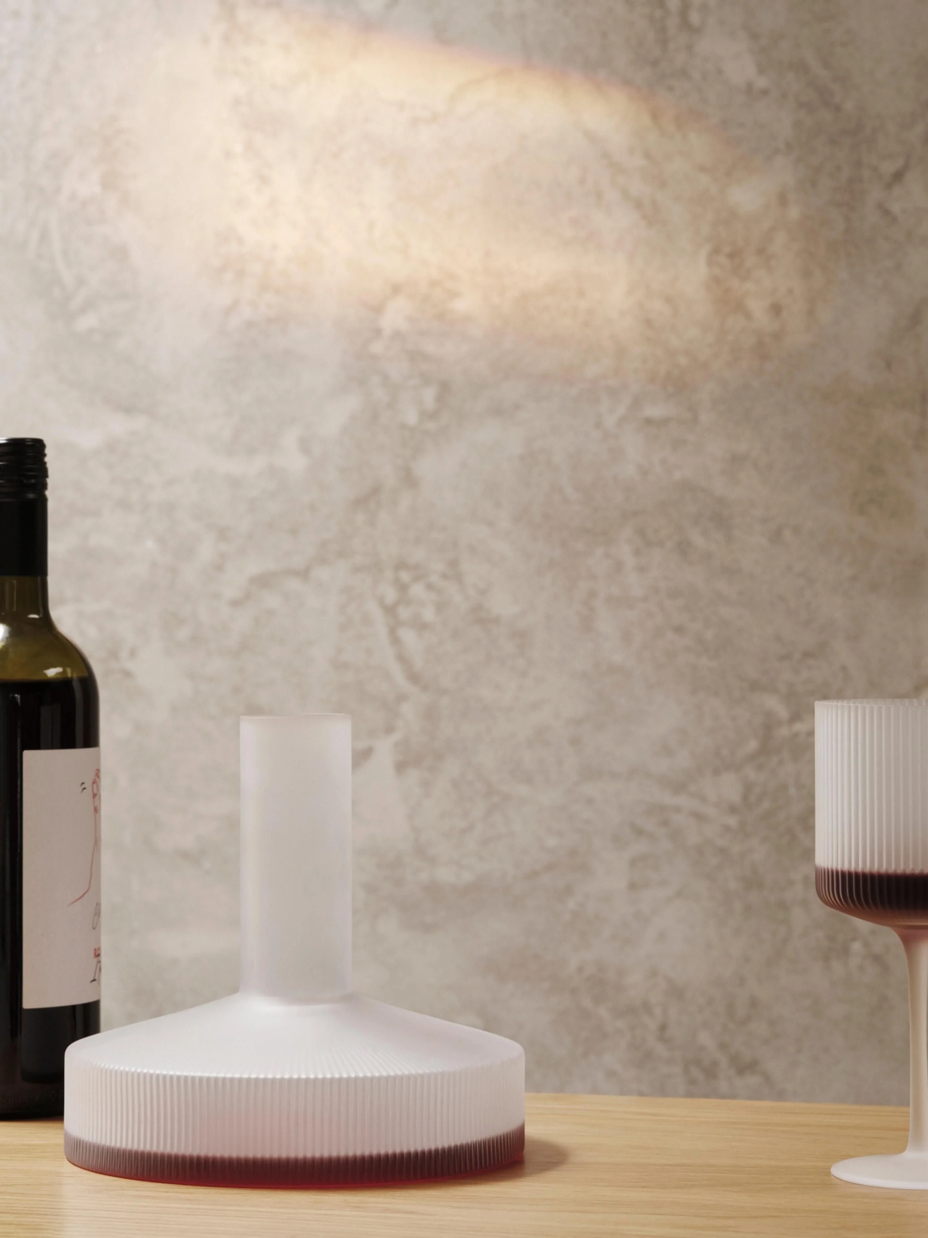 Mondgeblazen decanter Ripple met groefreliëf, 1.1 L