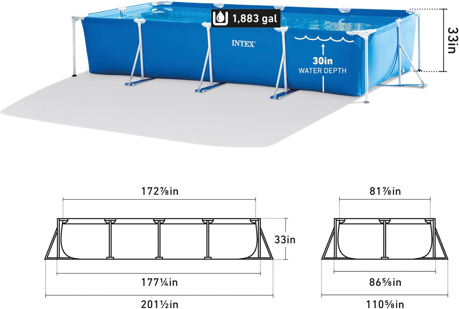 Intex Rectangular Frame Pool - Aufstellpool - 450 x 220 x 84 cm