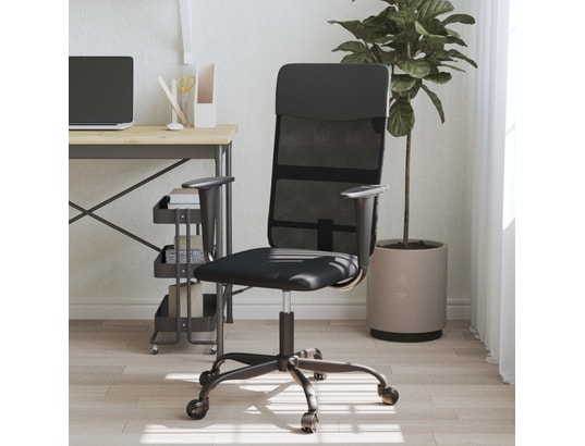 VIDAXL - Chaise de bureau noir tissu en maille et similicuir