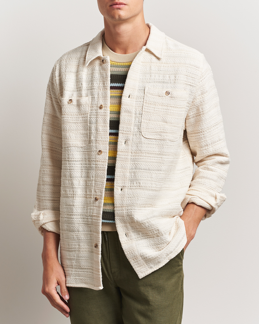 Les Deux Jonas Structure Stripe Overshirt Ivory