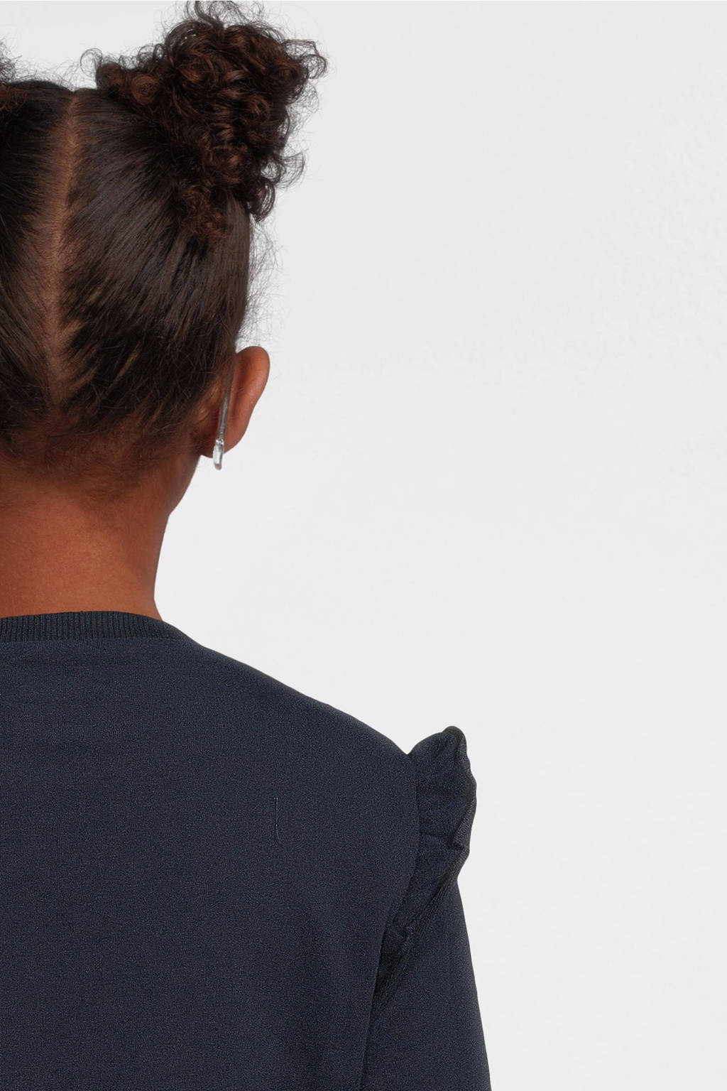 Koko Noko sweatjurk Nena met tekst en ruches donkerblauw