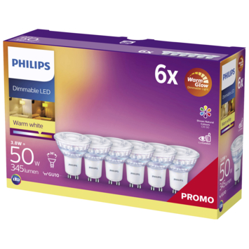 Philips LED spot GU10 50W 6 stuks warmglow dimbaar