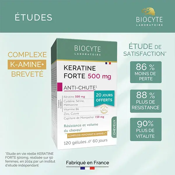 Biocyte Keratin Forte Pack 500mg Antiqueda e Fortalecimento Capilar - 120 Cápsulas