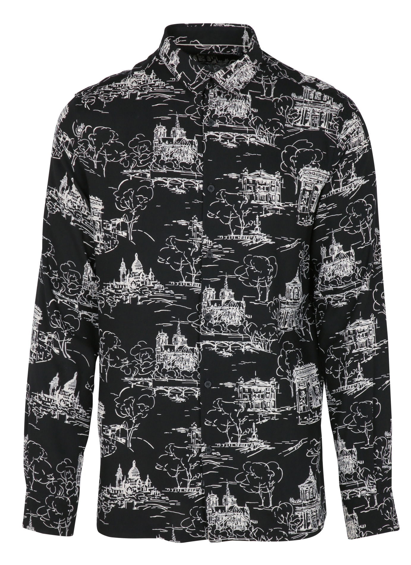Chemise col classique imprimée | Noir