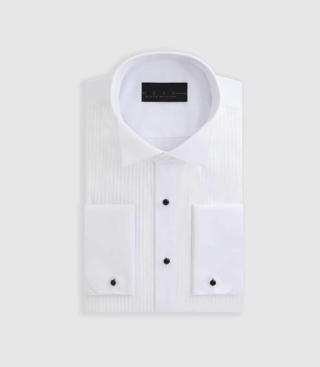 Chemise à plastron pliss blanche 