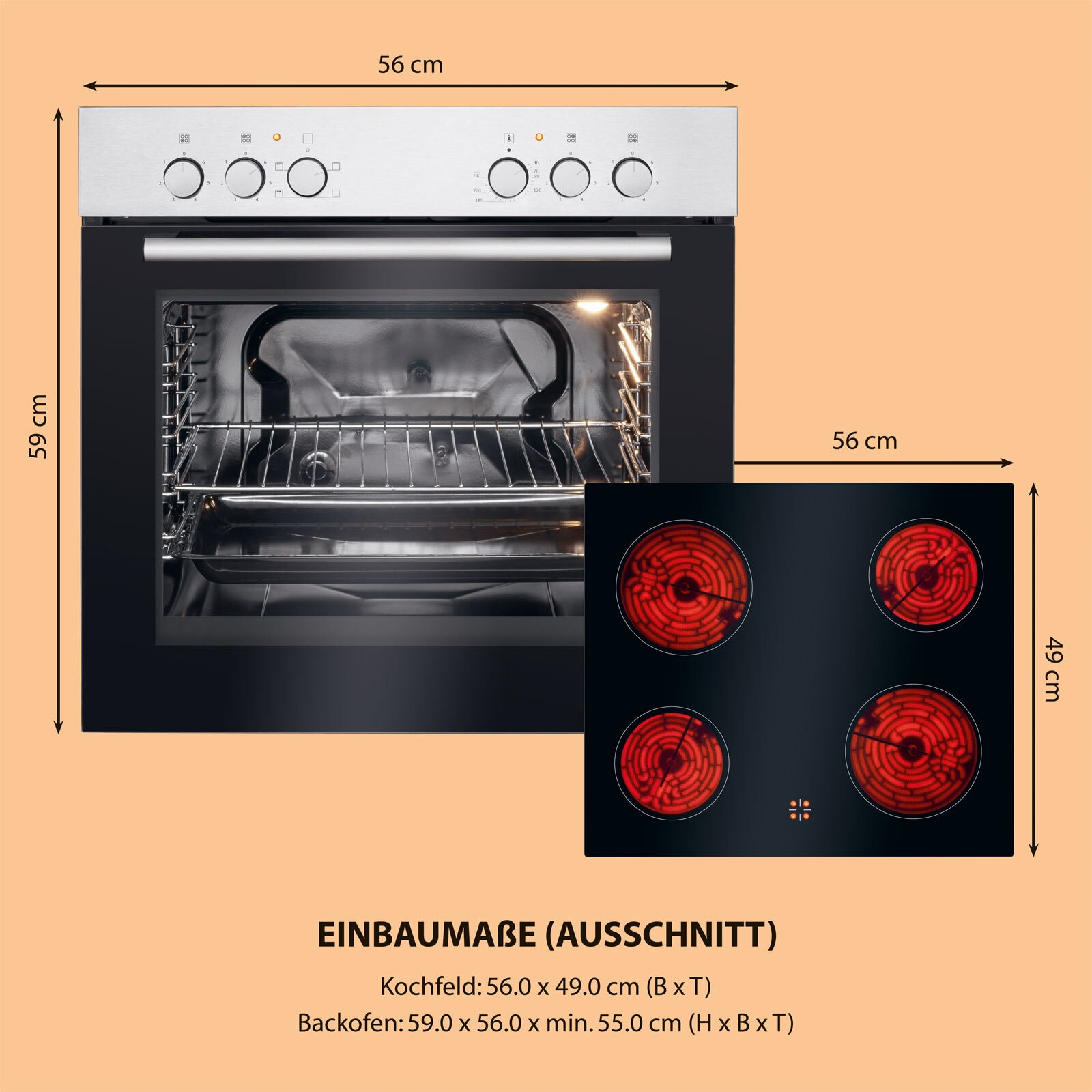 Einbauherdset mit Ceran®Kochfeld Bomann EHBC 7932 IX, EEK A