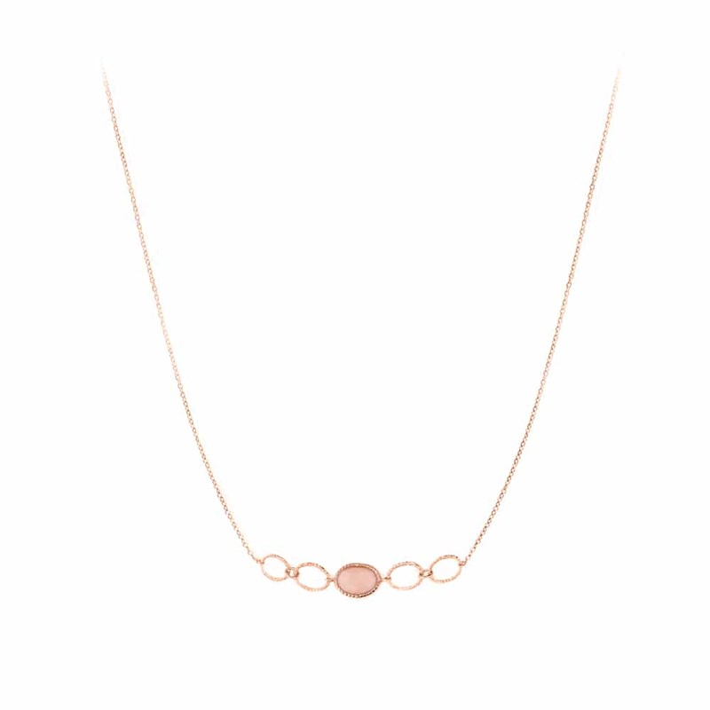 Collier Argent Rose Pierres De Lune Roses