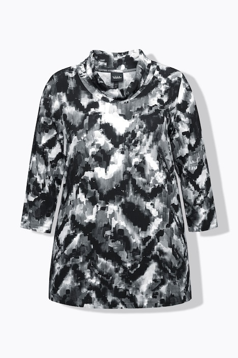 Shirt, Pixeldruck, Classic, Rollkragen, 3/4-Arm