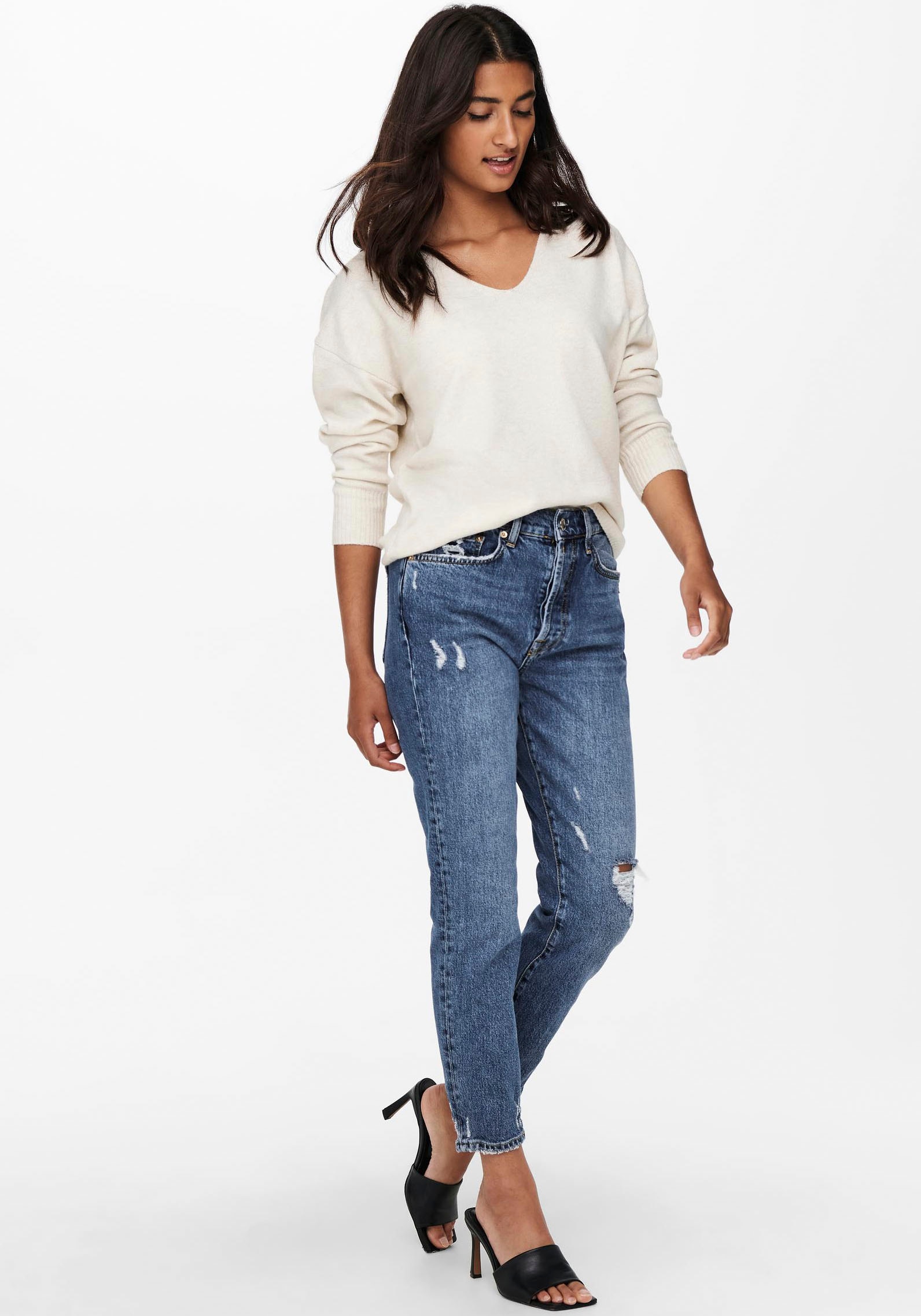 ONLY V-Ausschnitt-Pullover »ONLRICA LIFE L/S V-NECK PULLO KNT NOOS«, mit V-Ausschnitt