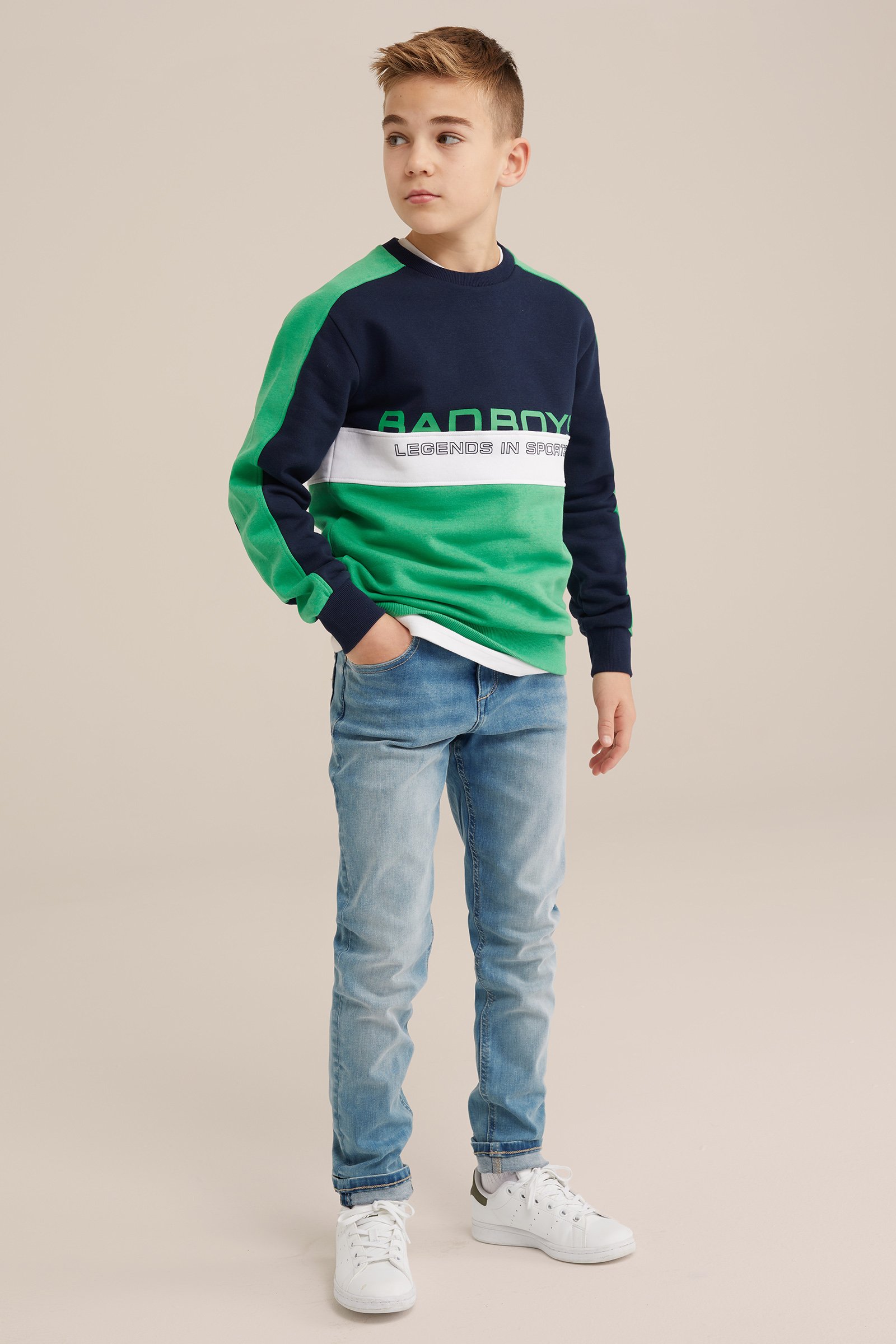 Jongens trui met colourblock Bad Boys Groen