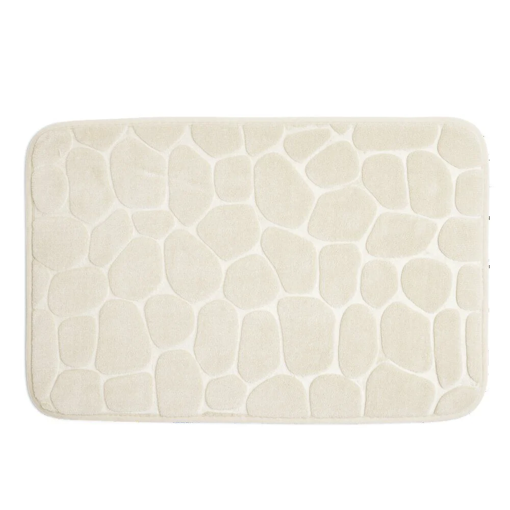 Tapis salle de bain motif galet beige 40x60cm