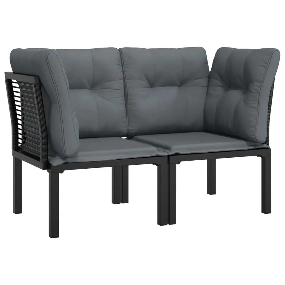 vidaXL - Tuinhoekstoelen - Zwart en grijs - Poly rattan - 2 stuks - Met kussens