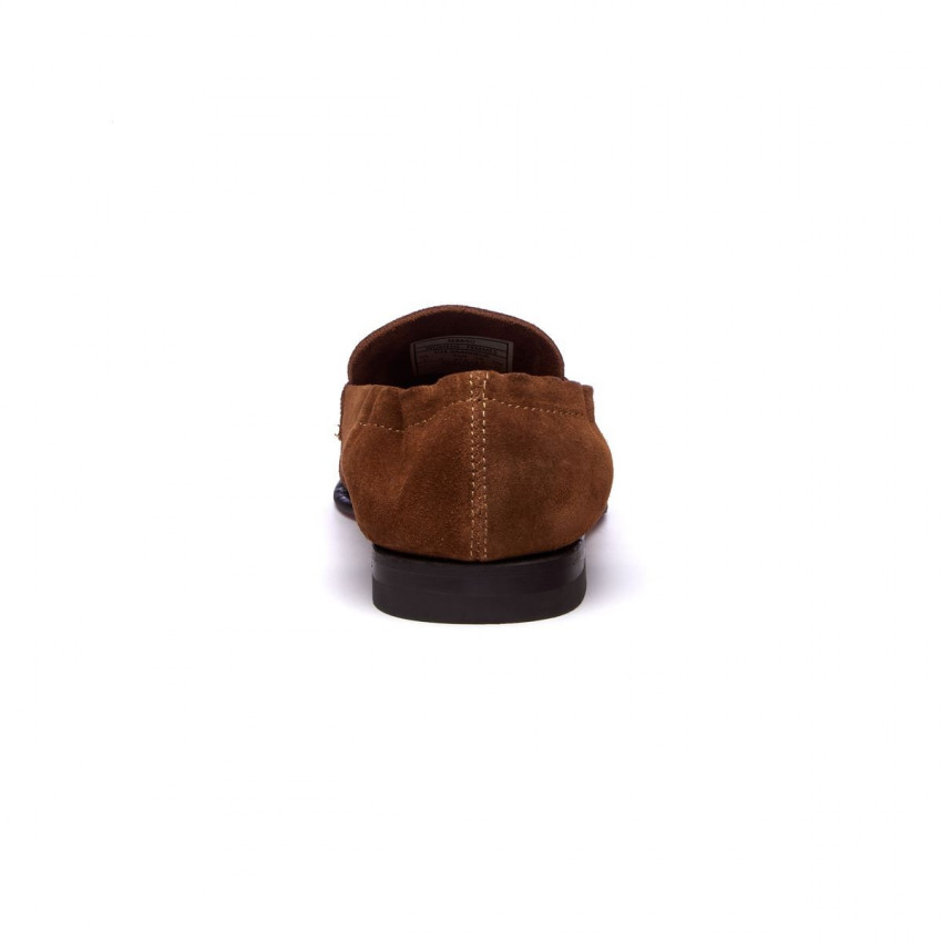 LISA Brown Cognac-Mocassin pour femme en cuir suede