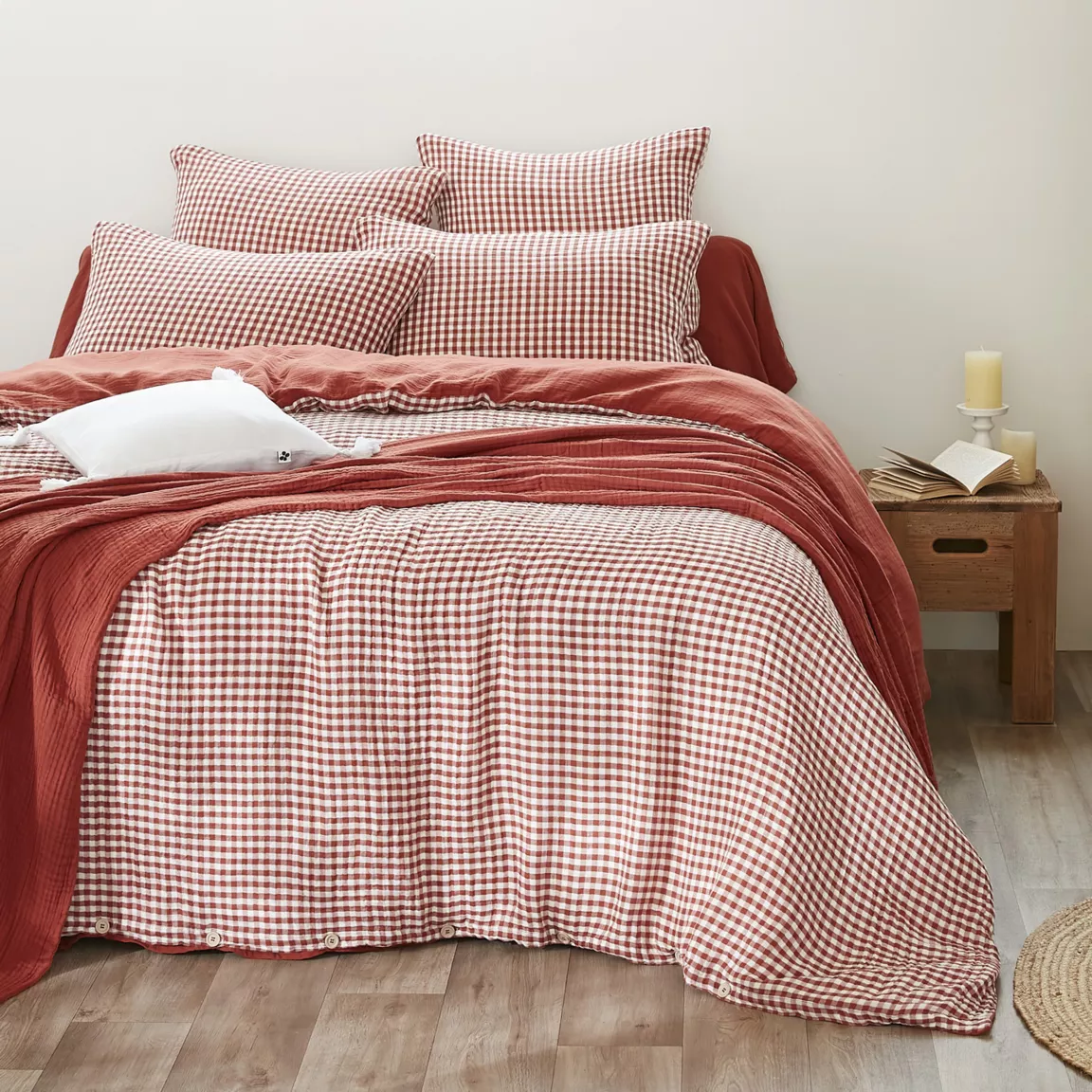 Housse de couette gaze de coton (200 x 200 cm) Vickie Terracotta