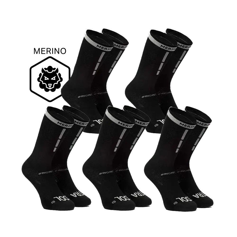 FUTURUM XTRA COOL Merino Fietssokken 5-Pack Zwart