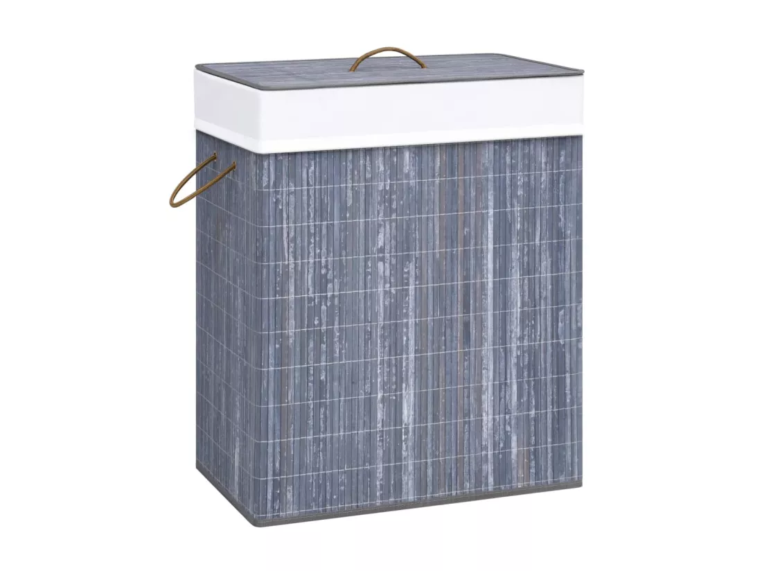 Panier à linge Bambou Gris 83 L