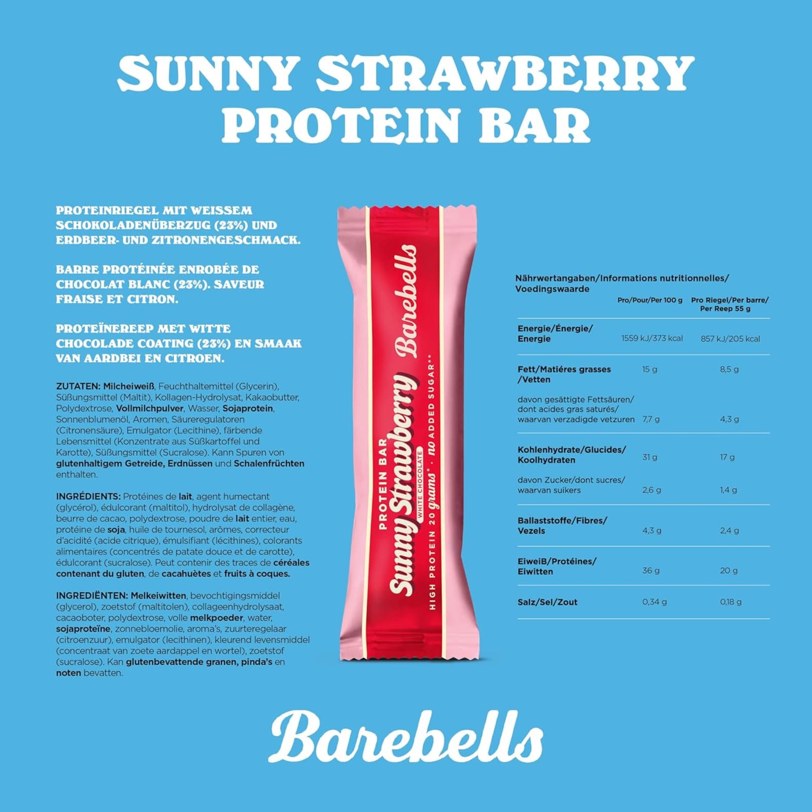 Protein Bar - 12x55g - Sunny Strawberry