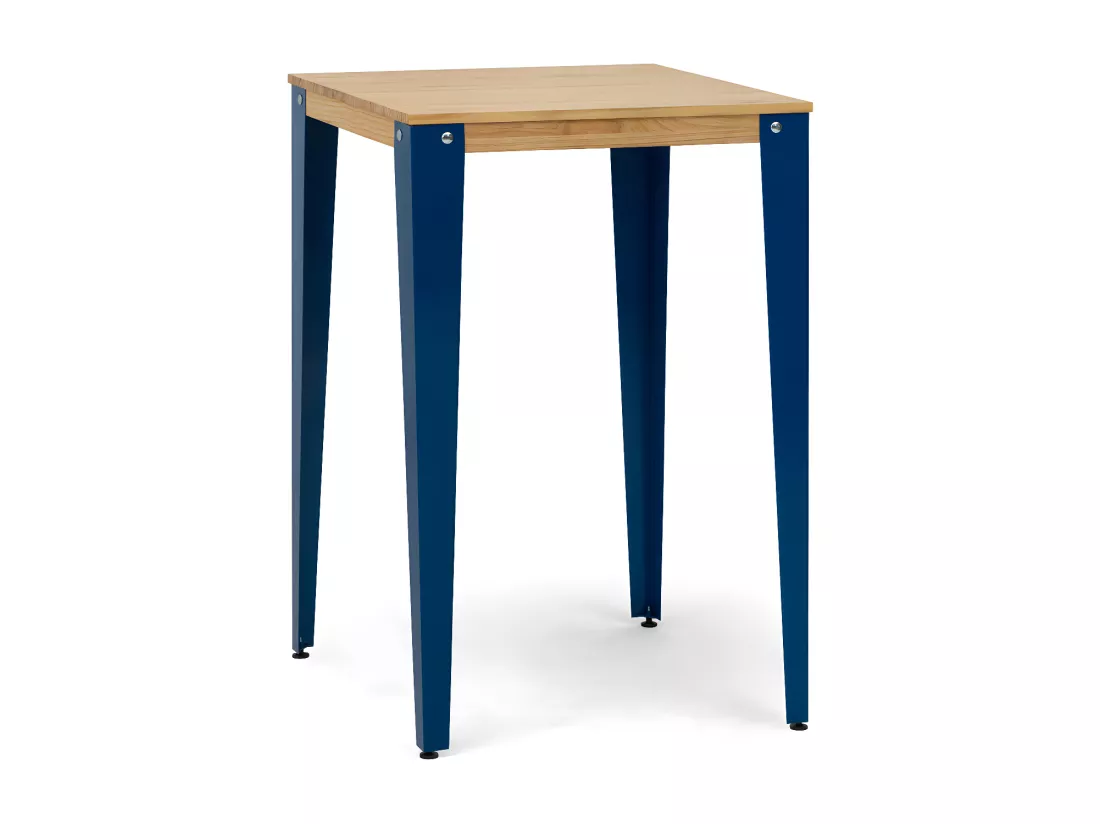 Table Mange debout Lunds 70X70x110cm Bleu-Naturel. Box Furniture