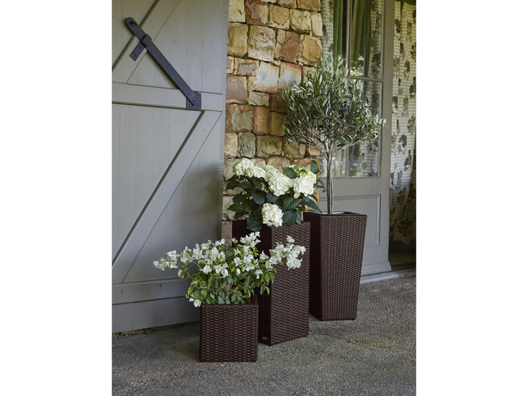Wicker plantenbak bruin