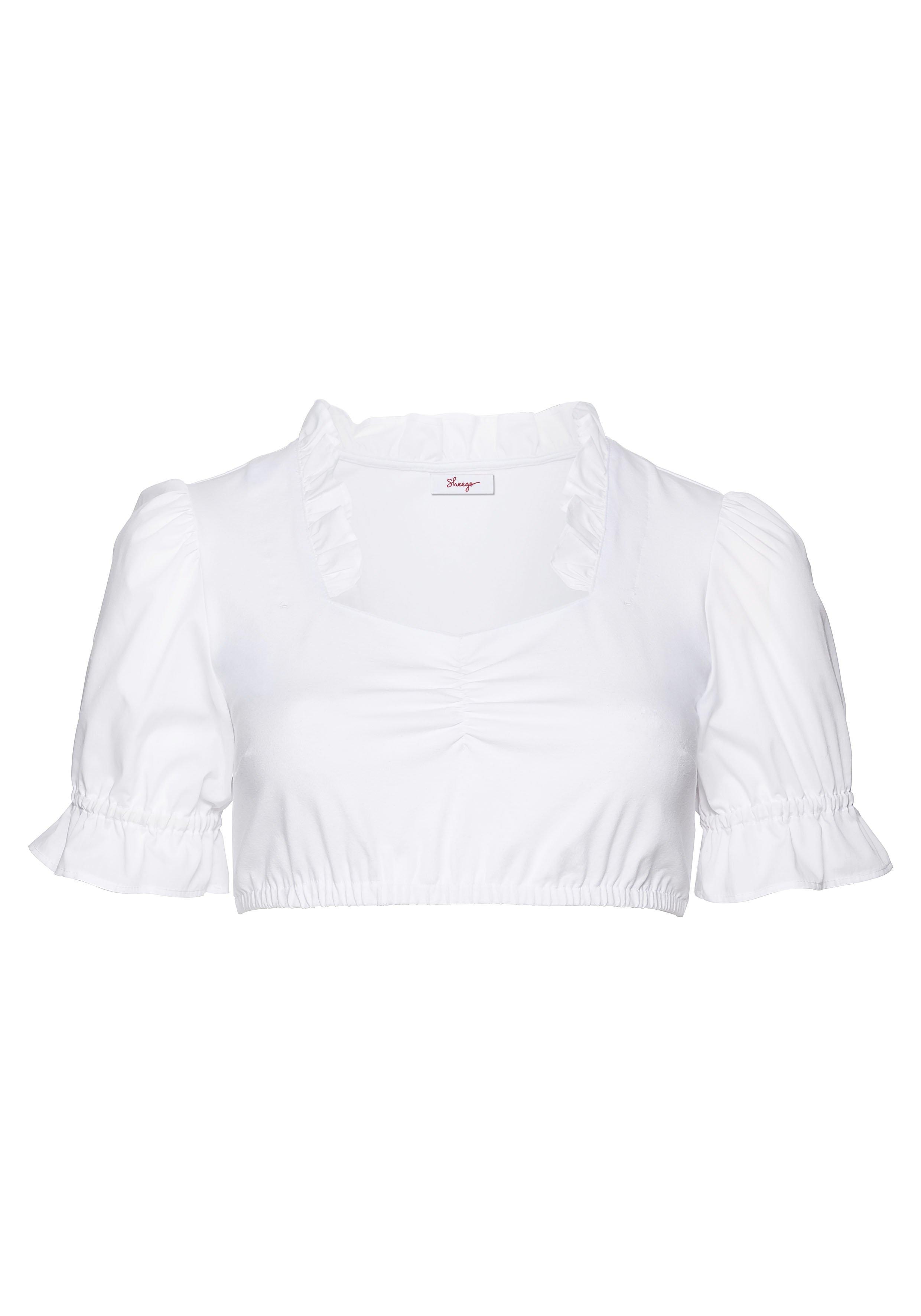 Dirndlbluse im Materialmix