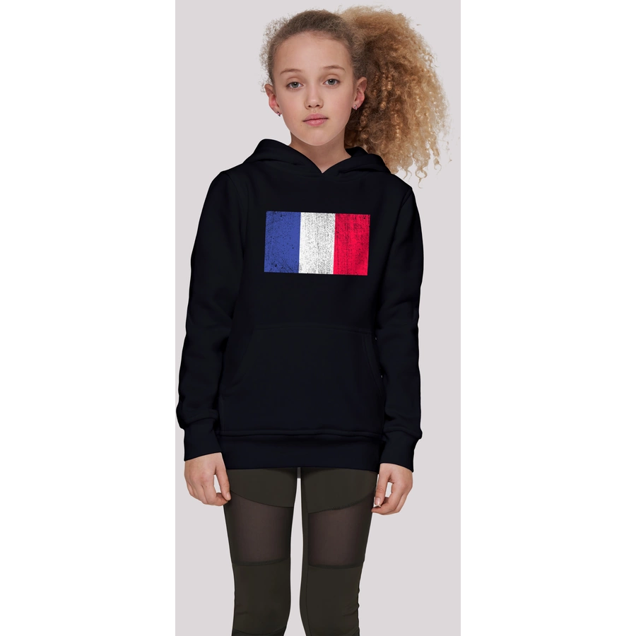F4NT4STIC Hoodie France Frankreich Flagge distressed schwarz