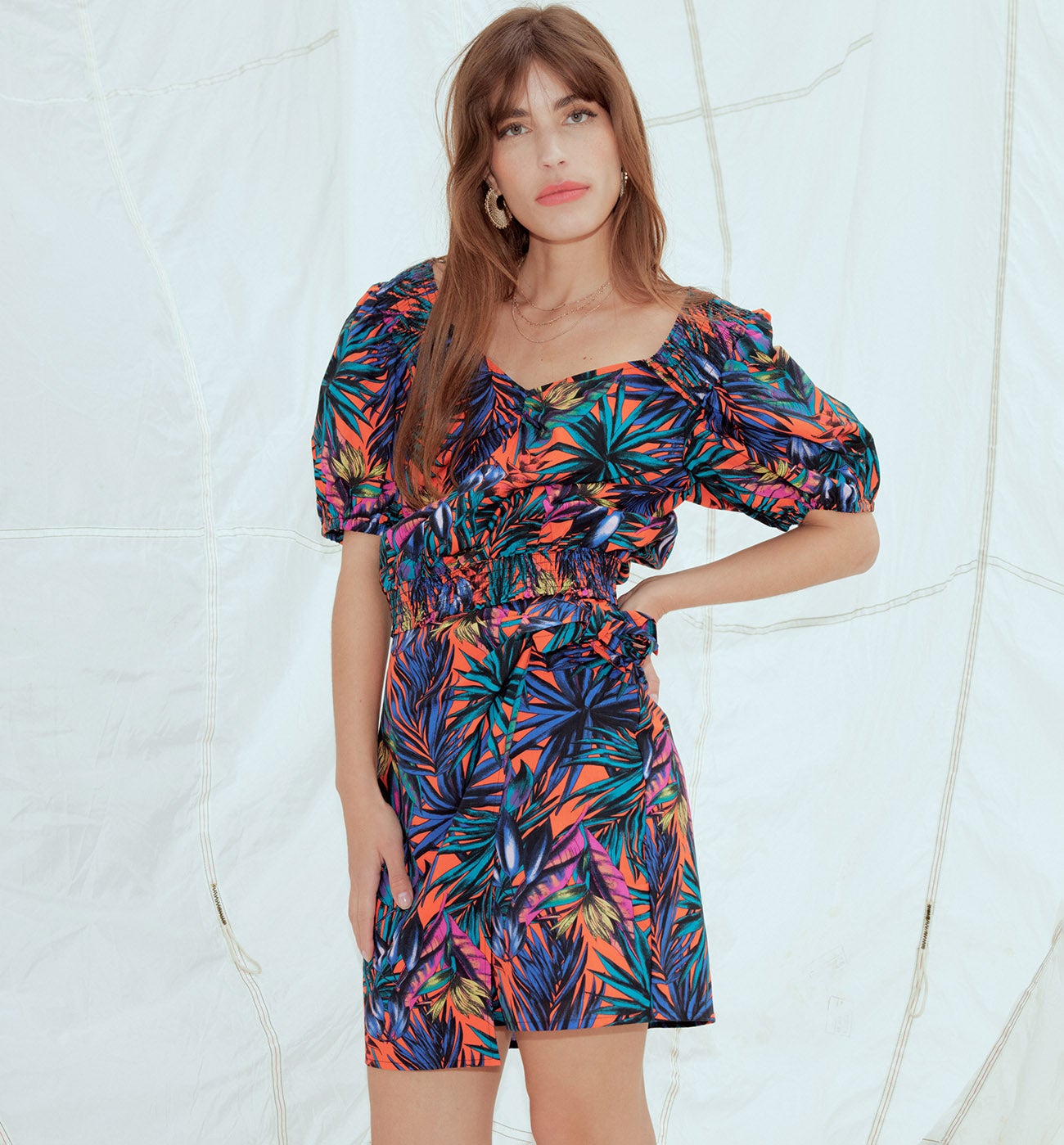 Blouse à manches ballon DIMB - Imprimé multicolore