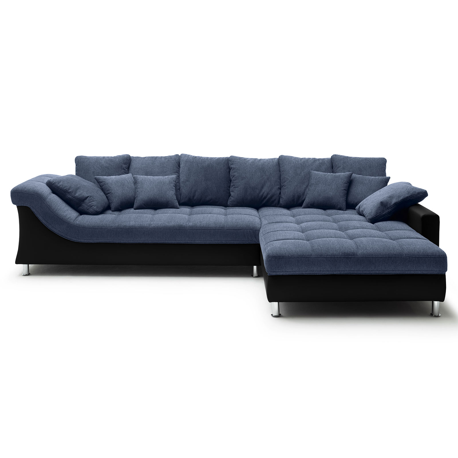 Ecksofa - blau-schwarz - beidseitig montierbar
