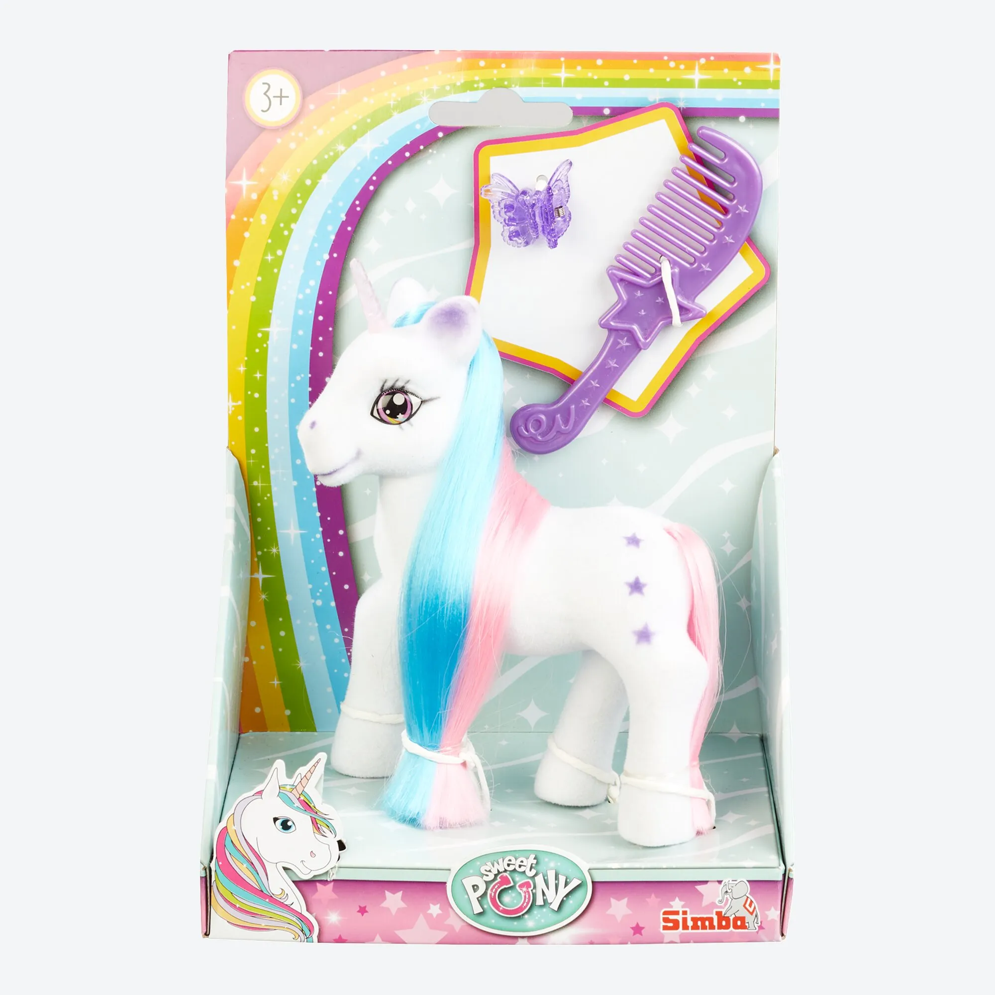 Simba Einhorn mit bunter Mähne, ca. 14cm, 3-teilig