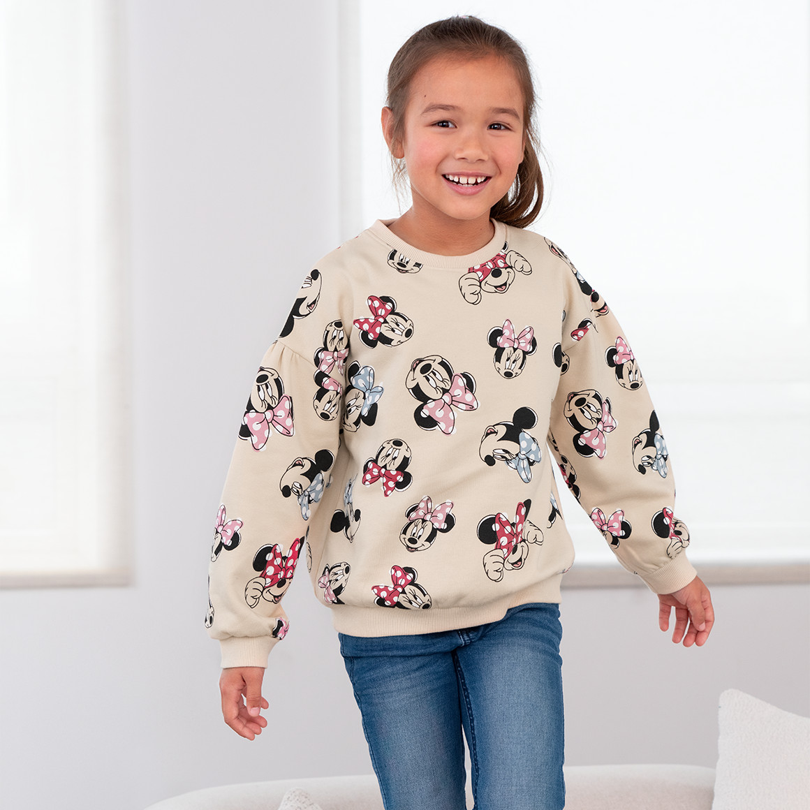 Topolino Minnie Maus Sweatshirt mit Allover-Print beige