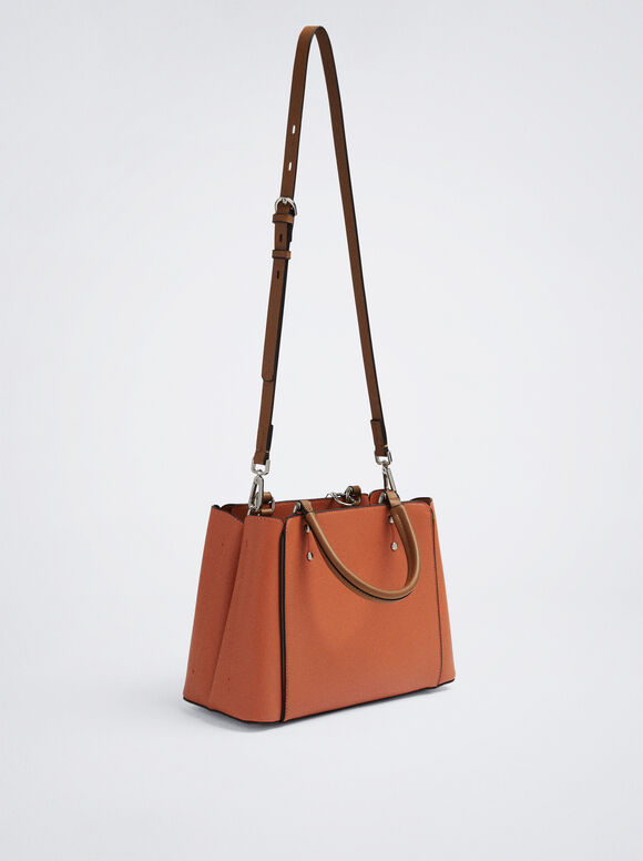 Bolsa tote com pingente removível - Coral