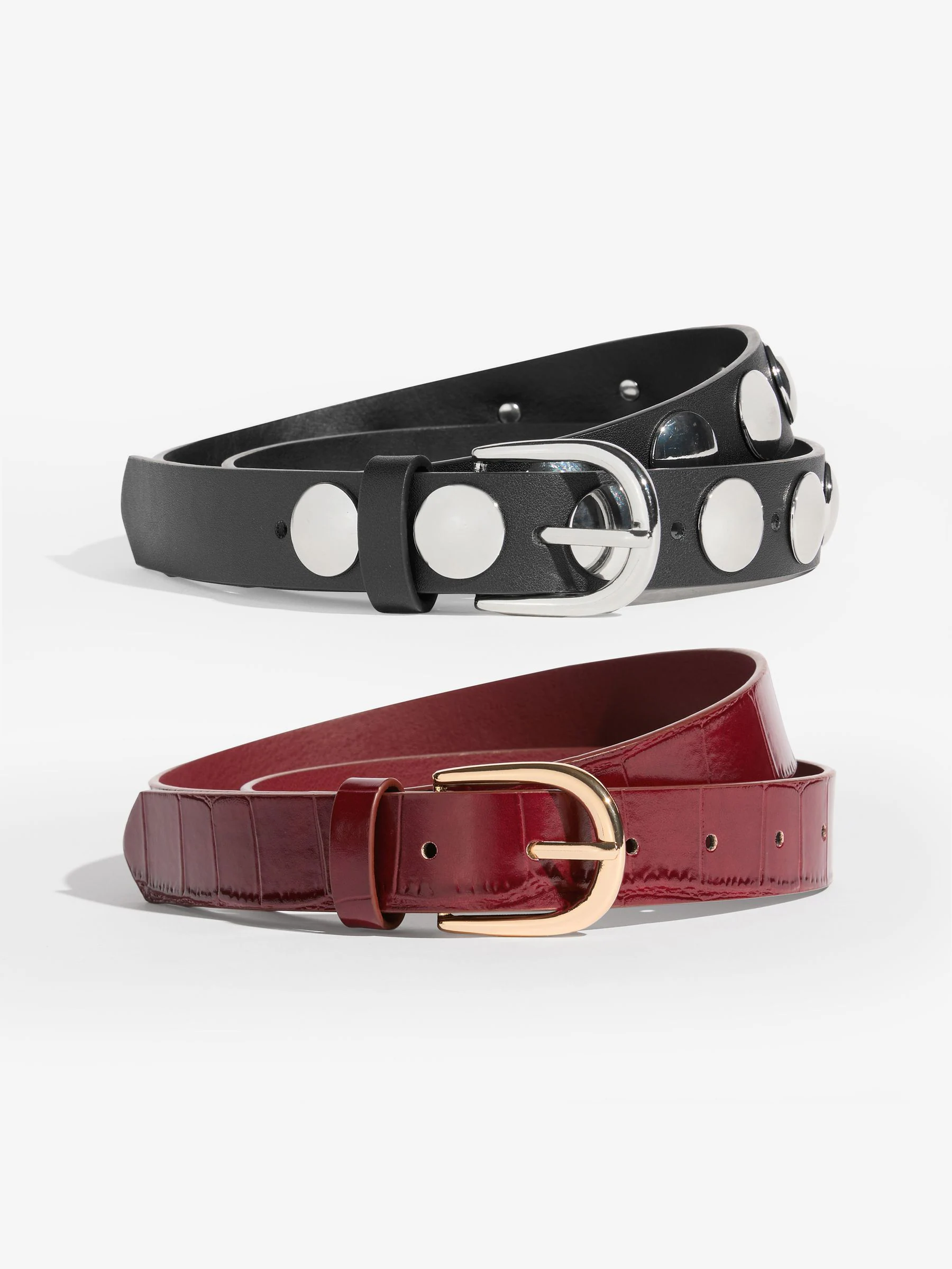 Bordeauxrood en zwart - Friends Like These Studded Belts 2 Pack
