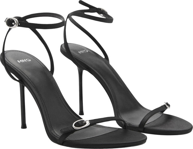 MANGO Heeled sandal with buckle detail Black