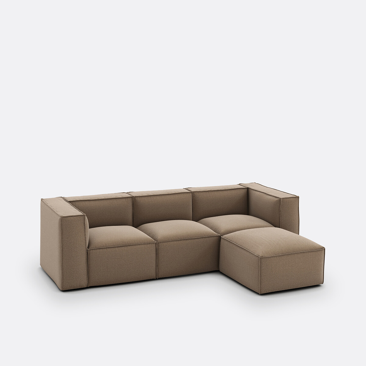 LA REDOUTE INTERIORS<br>Sofá modular de 3 lugares com pufe, tecido texturizado Seven