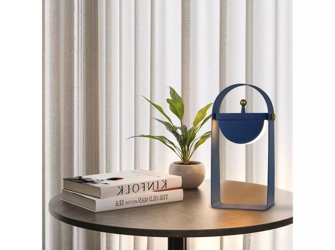 NETTLIFE Lampe de table LED Lampe de chevet Sans fil - Portable Veilleuse Luminosité Réglable 26CM，bleu