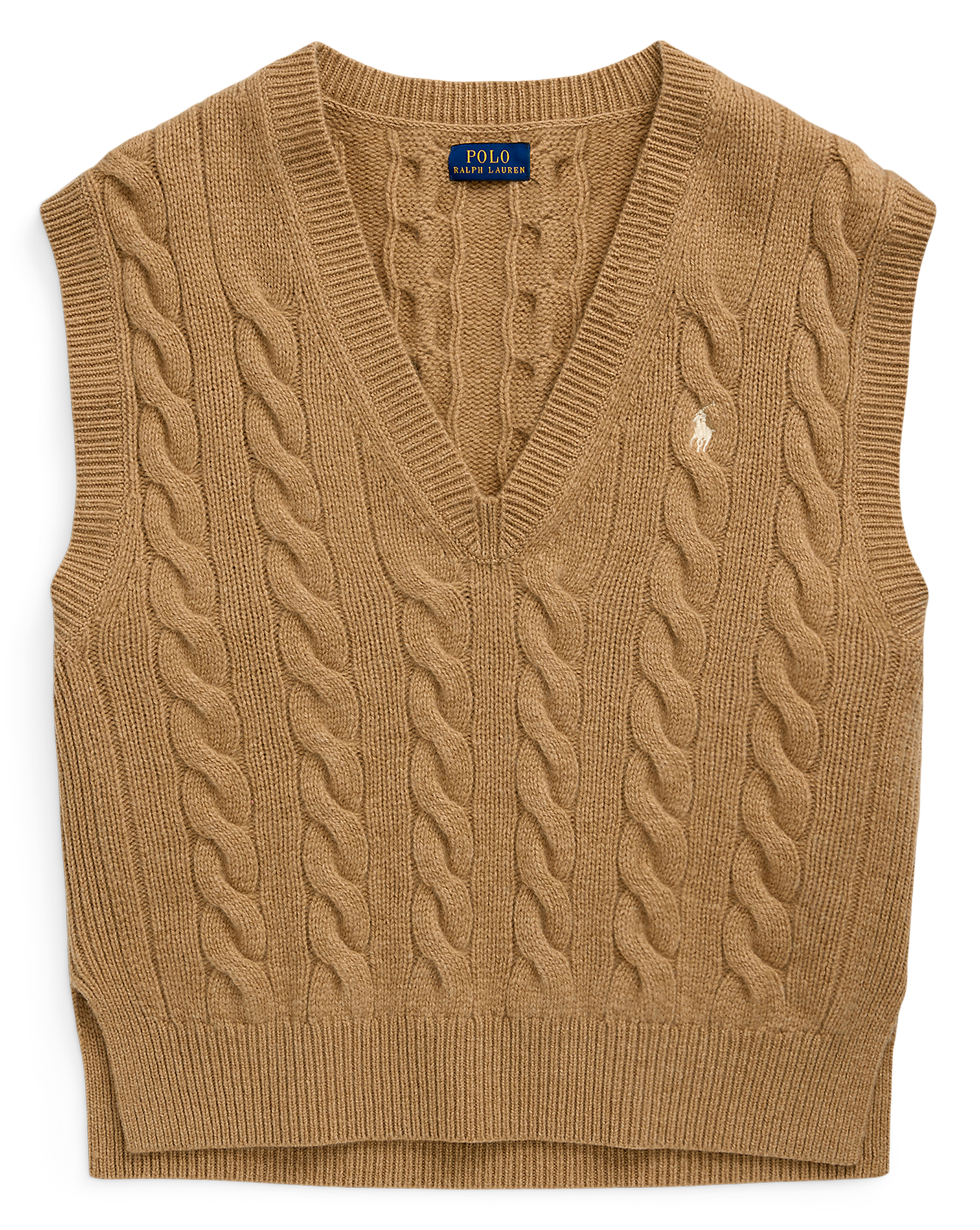 Pull droit col V en laine mélangée | Beige