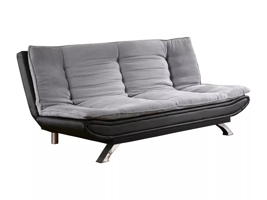 Canapé convertible clic-clac en tissu et simili DEMIDO III - Gris et noir
