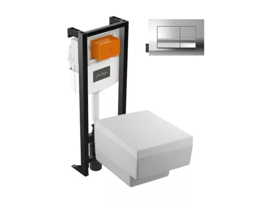 Pack WC suspendu JACOB DELAFON Terrace+ bâti-support + plaque Chrome