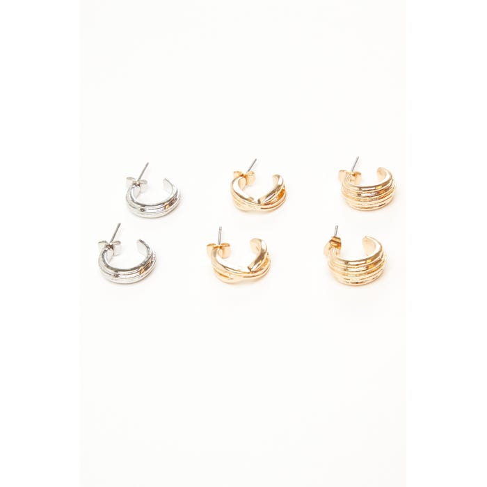 Veritas-Set 3 paar hoops ribbel