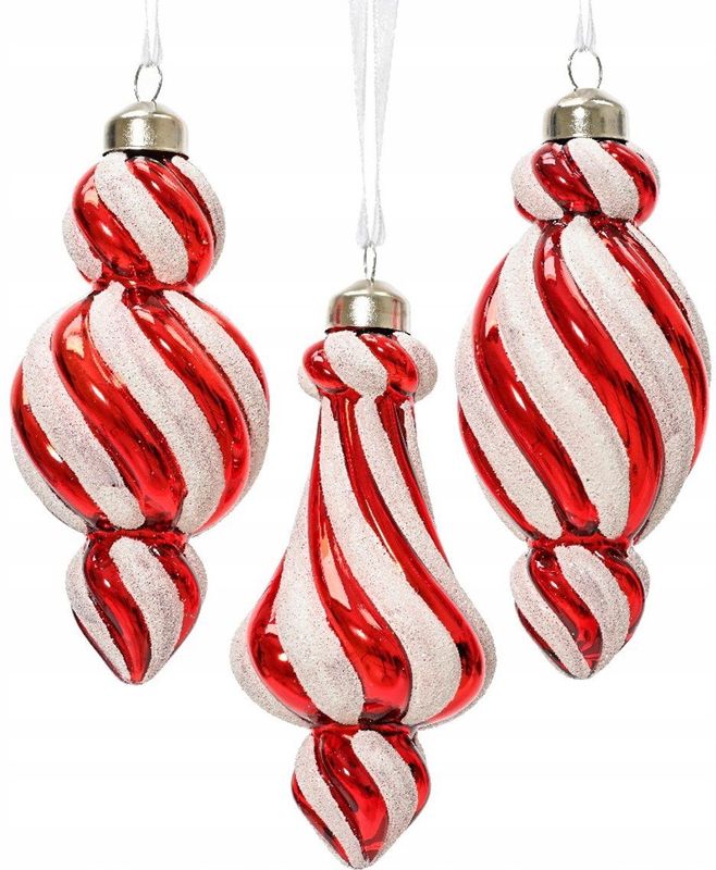 Kerstversiering - Kerstballen - Rood Wit - Glas - Per Stuk