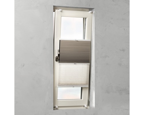 Soluna dubbel plisségordijn met zijspanning, linnen/beige, 45x130 cm