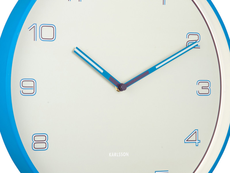Wall Clock Lined Numbers KA6013BB Bright blue