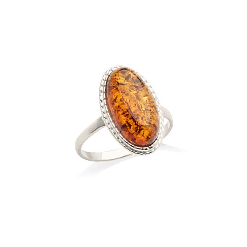 Bague argent 925 Ambre veritable de la mer Baltique