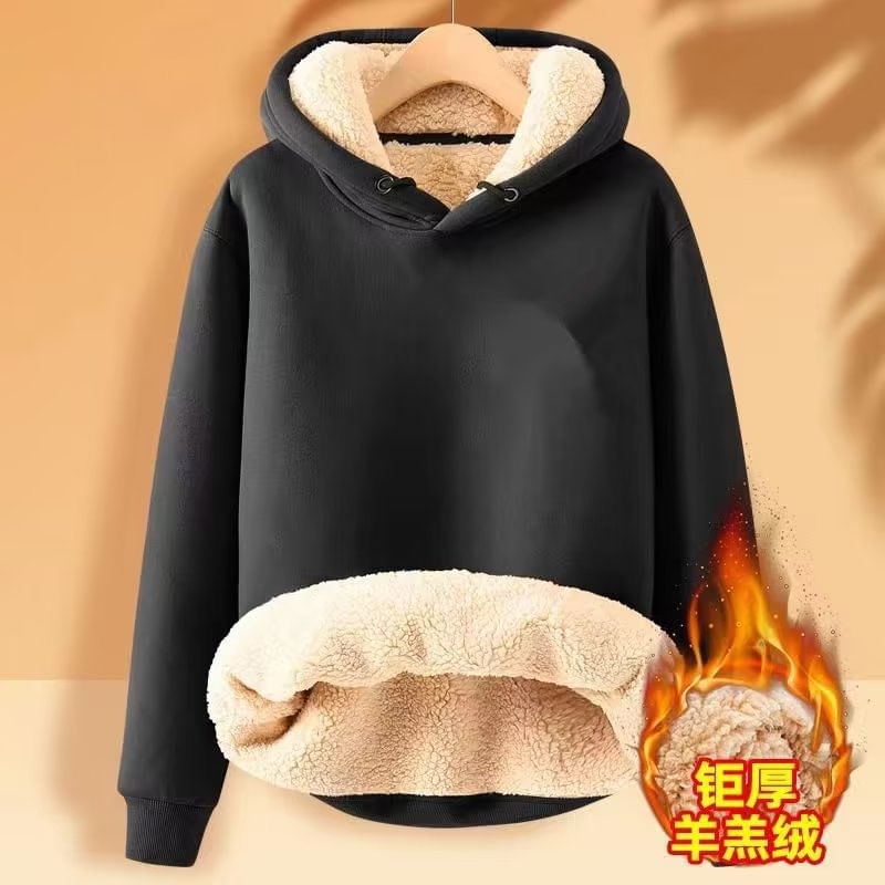 Wewewow - Effen hoodie met fleecevoering