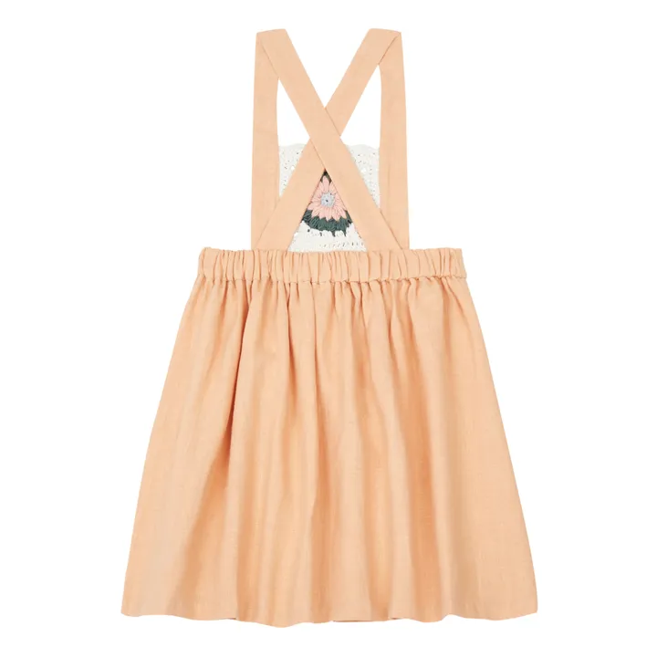 RKO Robe Tablier Lin Crochet | Rose pâle