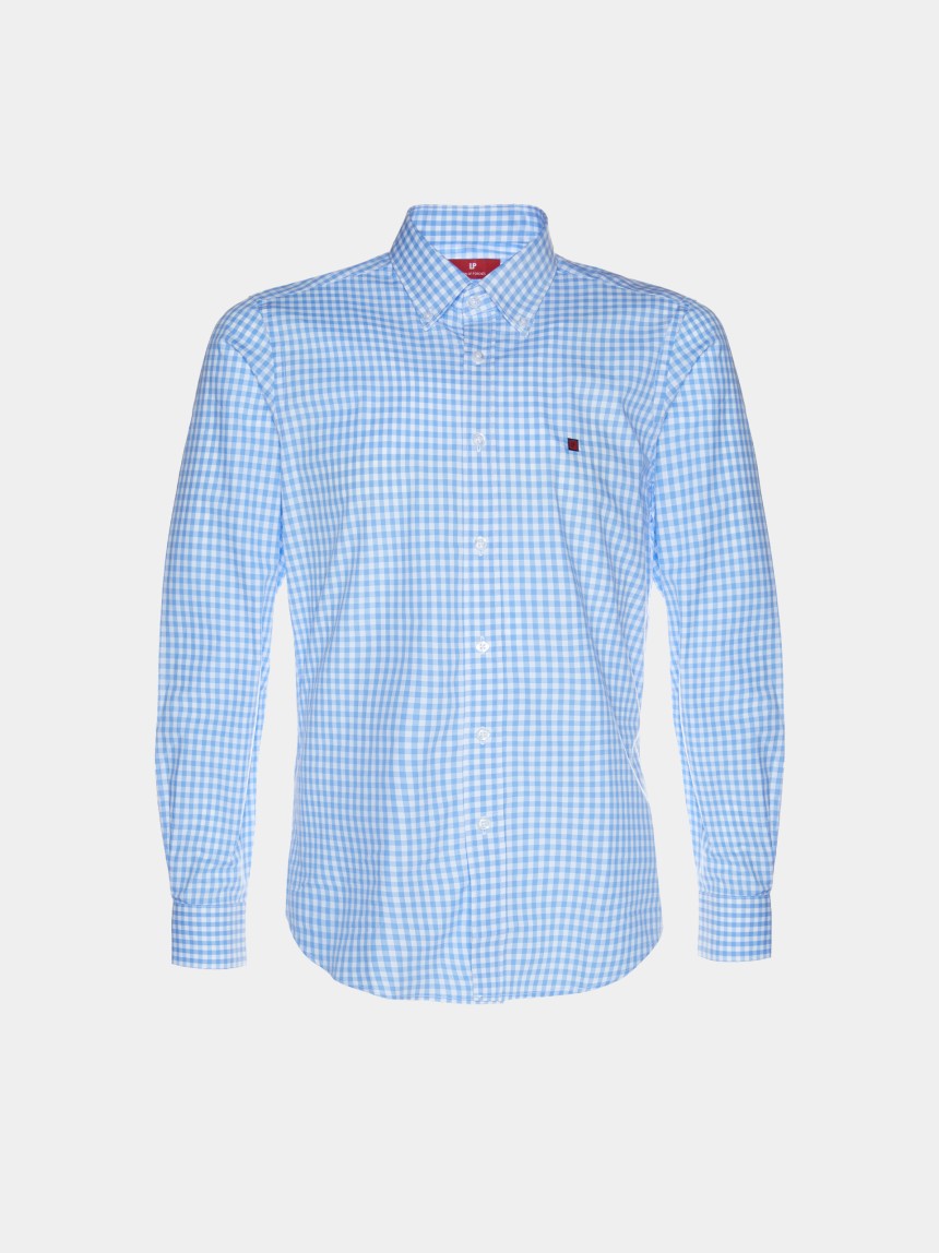 Camisa slim fit de algodão com padrão de xadrez