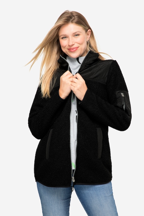 Teddyjacke, Stepp-Einsätze, Stehkragen, Zipper, OEKO-TEX