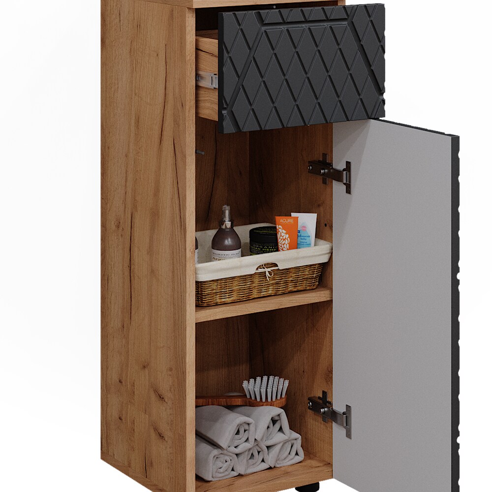 Vicco Midischrank Irma Eiche Anthrazit 30 x 81 cm 1 Schublade 2 Fächer Badezimmer