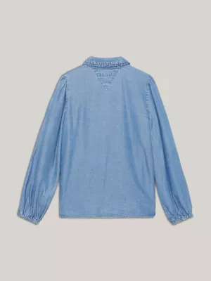 Camisa de modelagem regular com gola franzida