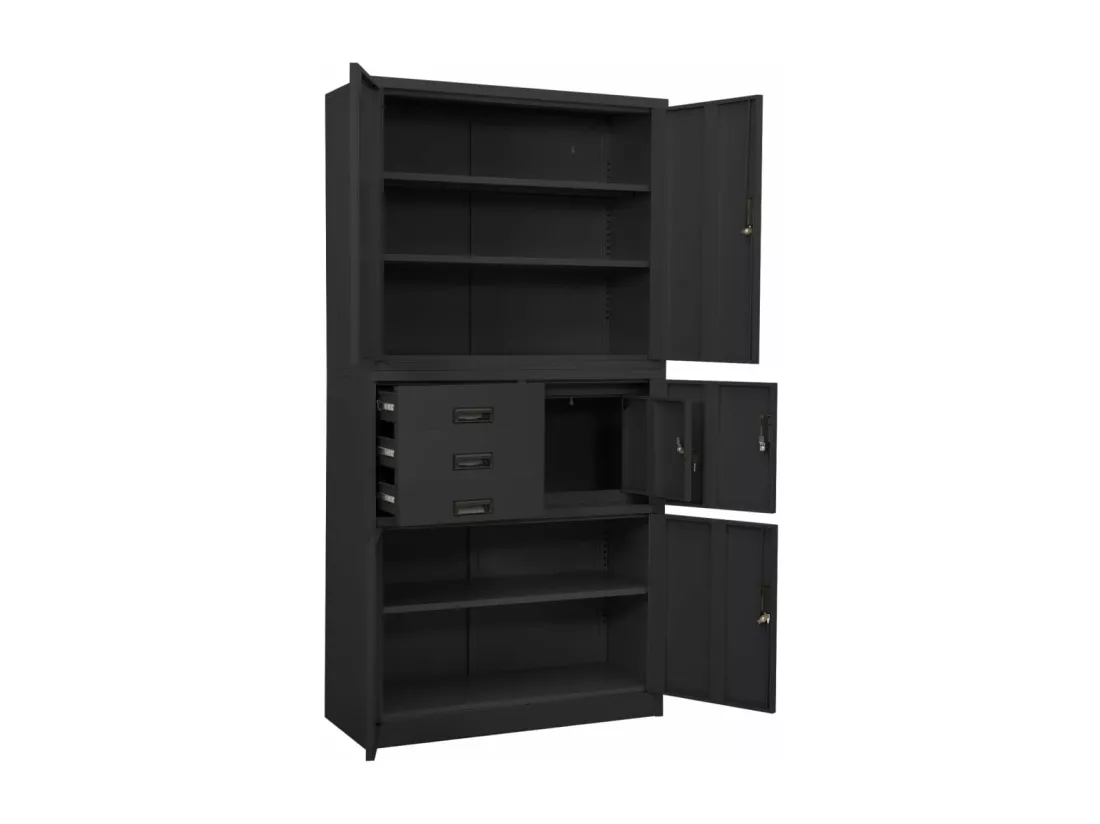 Armoire de bureau Anthracite 90x40x180 cm Acier